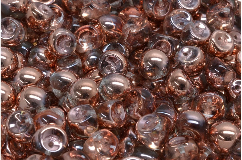 Mushroom Button Beads, Crystal Rose Gold Capri (00030-27101), Glass, Czech Republic