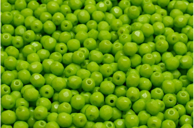 圆形火抛光刻面珠，粉笔白色 35275 (03000-35275)，波西米亚水晶玻璃，捷克共和国