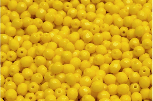 ファセット加工ラウンドビーズ、チョークホワイト 33045 (03000-33045)、ボヘミアクリスタルガラス、チェコ共和国