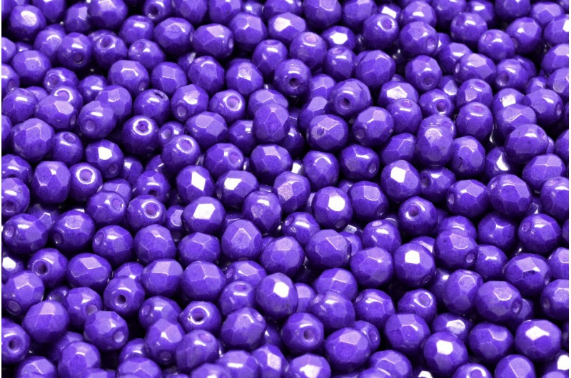 Fire Polished Faceted Beads Round, Chalk White 34273 (03000-34273), Bohemia Crystal Glass, Czech Republic