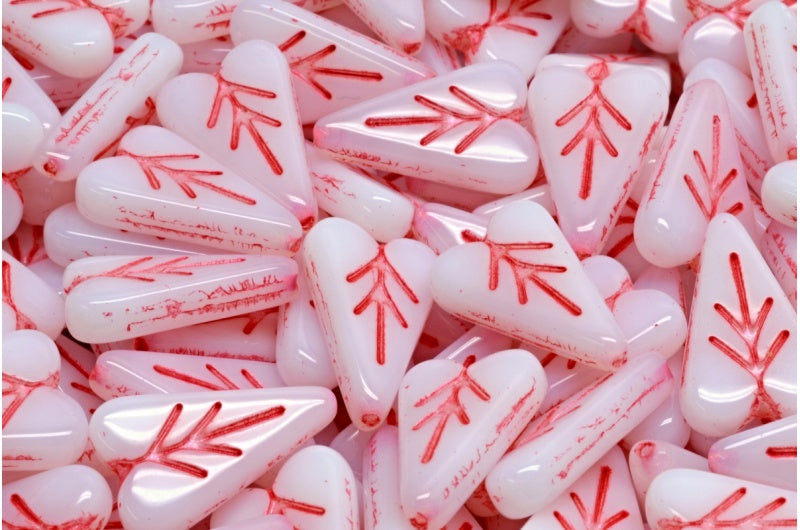 Heart Leaf Bead, White 43808 (02010-43808), Glass, Czech Republic