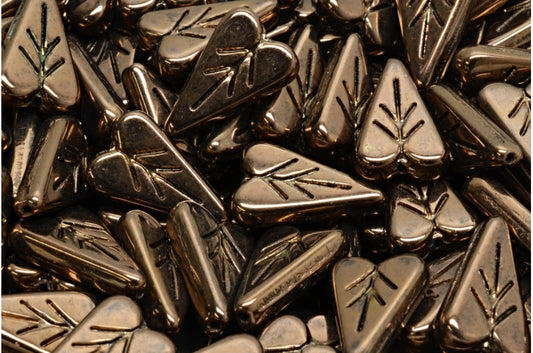 Heart Leaf Bead, Black Bronze (23980-14415), Glass, Czech Republic