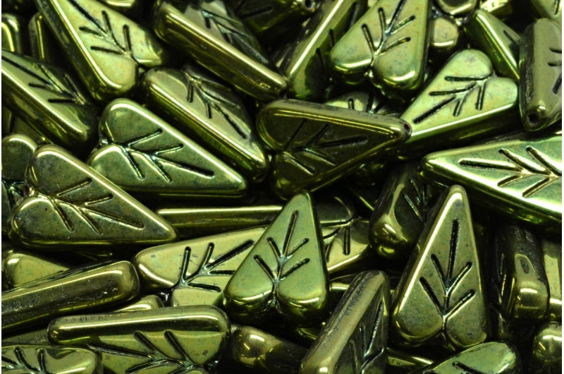 ハートリーフビーズ、ブラックラスターレッドフルコーティング（23980-14495）、ガラス、チェコ共和国