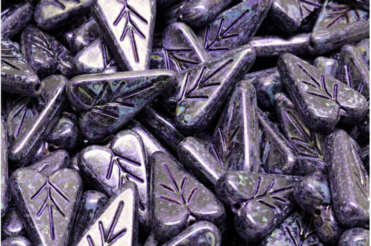 ハートリーフビーズ、ブラック 65328 (23980-65328)、ガラス、チェコ共和国