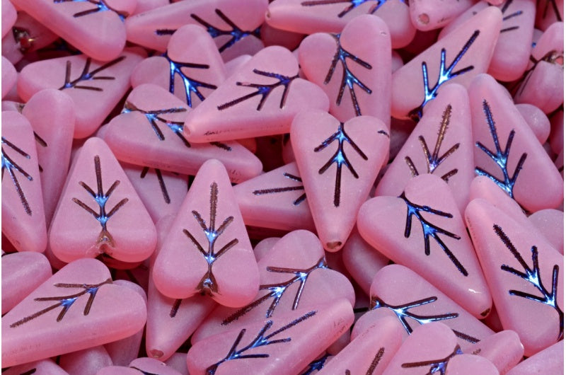 ハートリーフビーズ、オパールピンク 29903 マット (71010-29903-84100)、ガラス、チェコ共和国