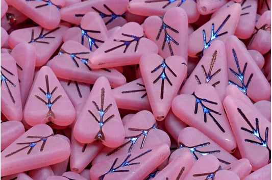 ハートリーフビーズ、オパールピンク 29903 マット (71010-29903-84100)、ガラス、チェコ共和国