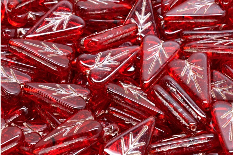 Heart Leaf Bead, Ruby Red Copper Lined (90080-54324), Glass, Czech Republic