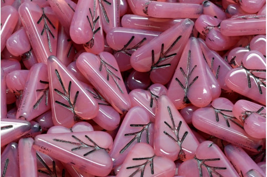 ハートリーフビーズ、オパールピンク 43815 (71010-43815)、ガラス、チェコ共和国