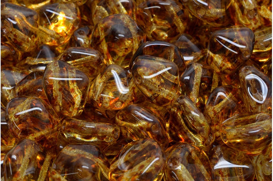 2穴六角形ピラミッドビーズ、クリスタルトラバーチン（00030-86800）、ガラス、チェコ共和国