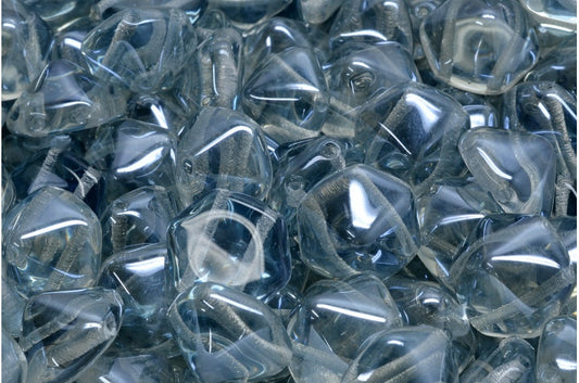 2 孔六角金字塔珠，水晶 23701 (00030-23701)，玻璃，捷克共和国