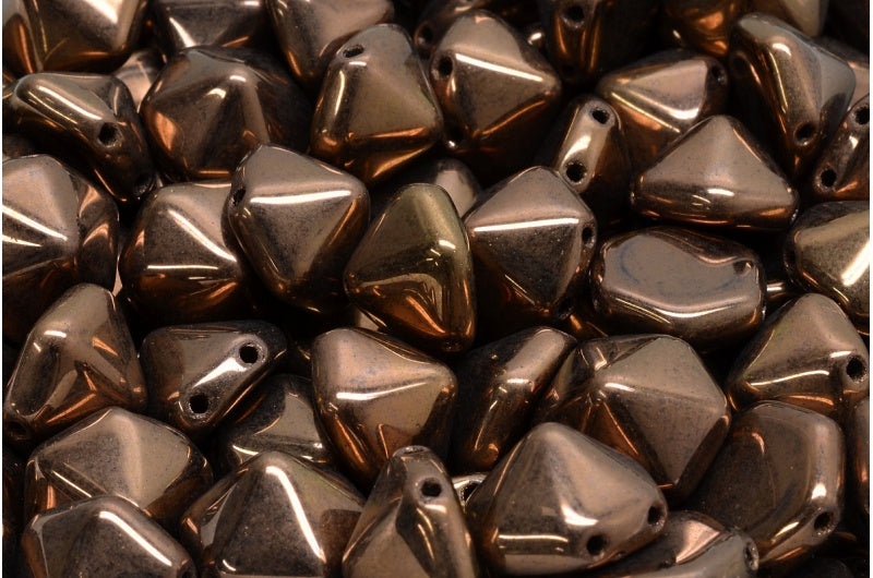 2-Hole Hexagon Pyramid Beads, Black Bronze (23980-14415), Glass, Czech Republic