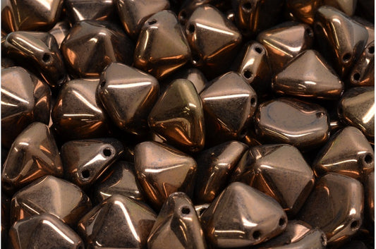2-Hole Hexagon Pyramid Beads, Black Bronze (23980-14415), Glass, Czech Republic