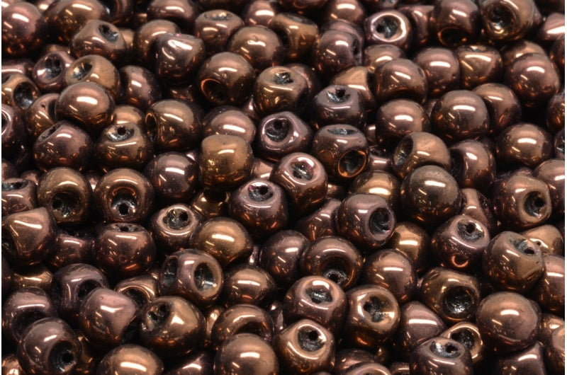 Mushroom Button Beads, Black Purple (23980-15726), Glass, Czech Republic