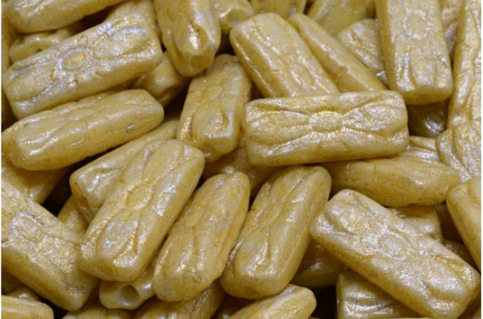 Flower Rectangle Beads, White Etched 34302 34301 (02010-etch-34302-34301), Glass, Czech Republic