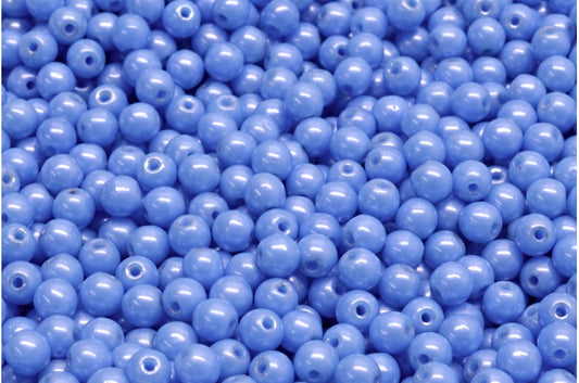 ラウンドドラックビーズ 4mm、不透明ブルーヘマタイト（33100-14400）、ガラス、チェコ共和国