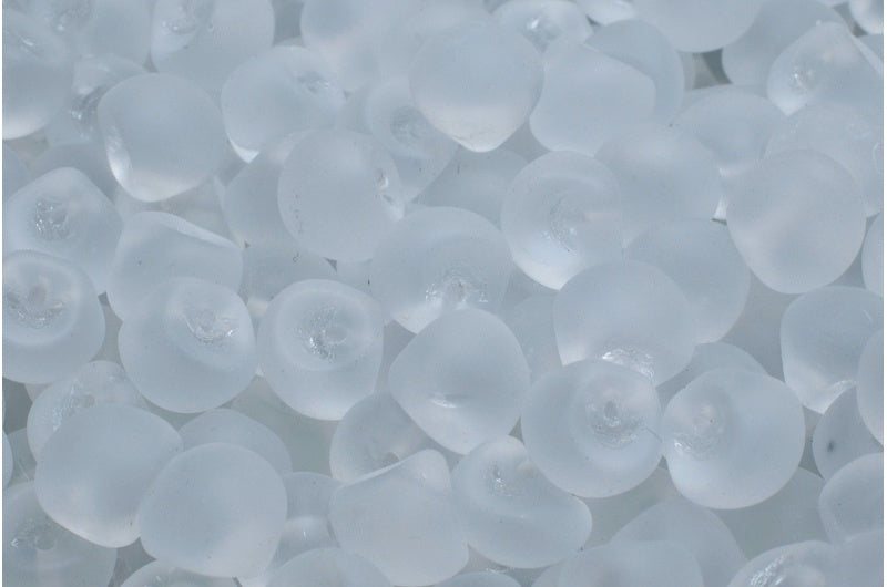 Mushroom Button Beads, Crystal Matte (00030-84100), Glass, Czech Republic