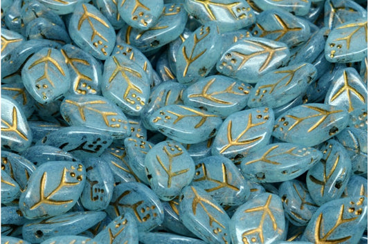 Cherry Leaf Beads, Crystal Gold Lined 20016 (00030-54302-20016), Glass, Czech Republic