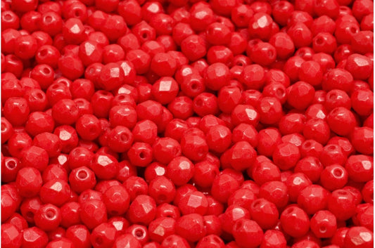 ファセット加工ラウンドビーズ、チョークホワイト 34044 (03000-34044)、ボヘミアクリスタルガラス、チェコ共和国