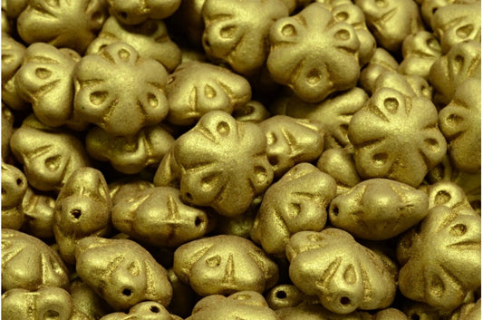 フォークロアフラワービーズ、クリスタルオリーブゴールド真鍮（00030-01720）、ガラス、チェコ共和国