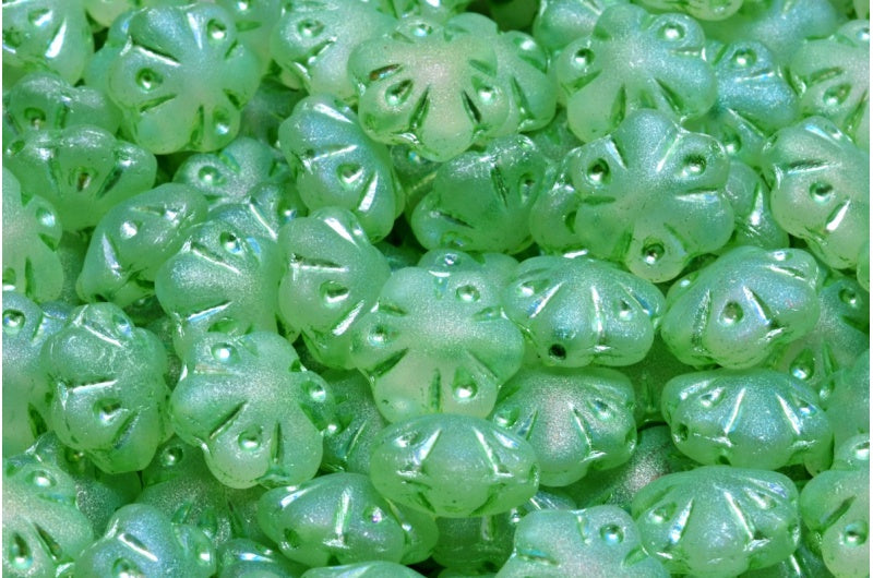 フォークロアフラワービーズ、クリスタルマットアブフル（2Xサイド）54322（00030-84100-28703-54322）、ガラス、チェコ共和国