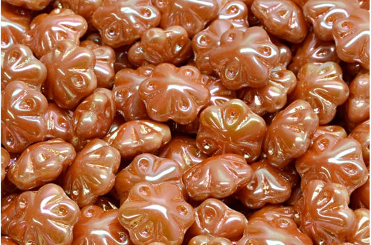 Folklore Flower Beads, White Jet Black Full Apricot (02010-29123), Glass, Czech Republic