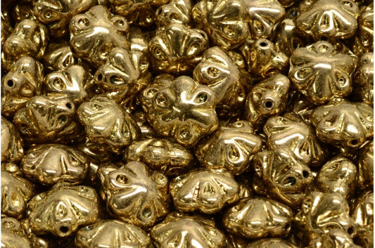 フォークロアフラワービーズ、ブラックブラス（23980-90215）、ガラス、チェコ共和国