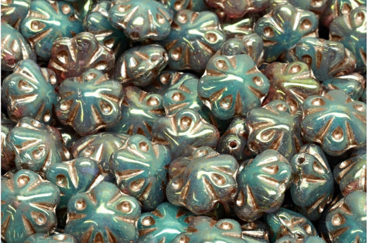 フォークロアフラワービーズ、R0613 光沢レッド フルコーティング銅線入り (R0613-14495-54324)、ガラス、チェコ共和国