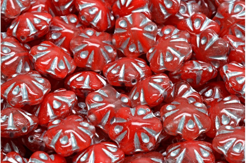 Folklore Flower Beads, Pink Silver Lined (R0918-54301), Glass, Czech Republic