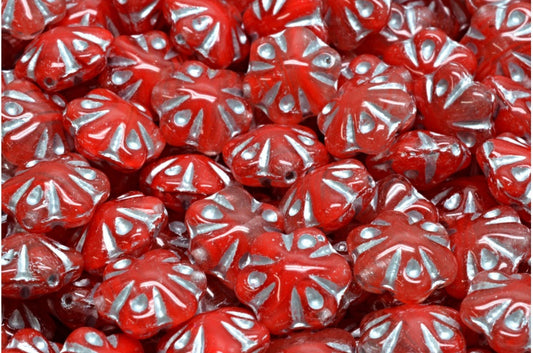 Folklore Flower Beads, Pink Silver Lined (R0918-54301), Glass, Czech Republic