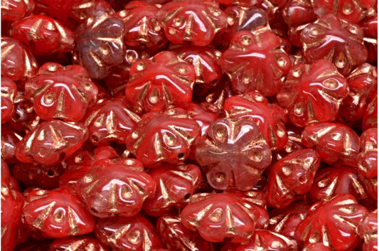 Folklore Flower Beads, Pink Copper Lined (R0918-54318), Glass, Czech Republic