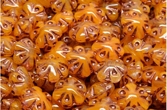 Folklore Flower Beads, Orange Copper Lined (R0912-54319), Glass, Czech Republic