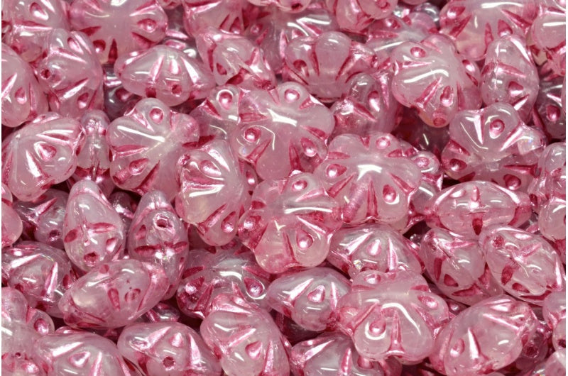 Folklore Flower Beads, R0231 Pink Lined (R0231-54321), Glass, Czech Republic