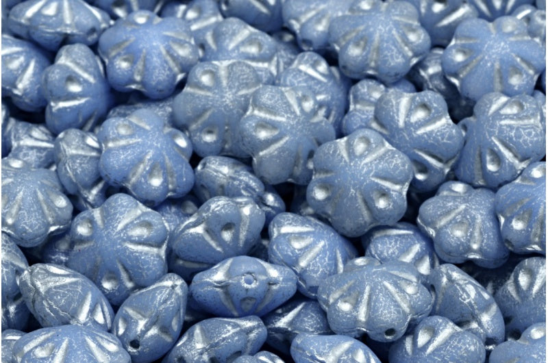Folklore Flower Beads, R0302 Matte Silver Lined (R0302-84100-54301), Glass, Czech Republic