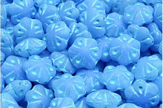 Folklore Flower Beads, R0302 Matte Light Blue Lined (R0302-84100-54308), Glass, Czech Republic