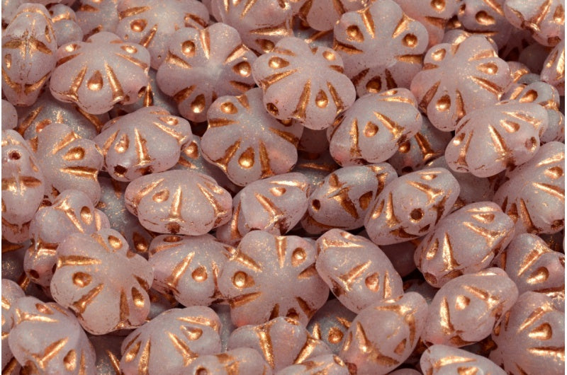 Folklore Flower Beads, R0231 Matte Copper Lined (R0231-84100-54319), Glass, Czech Republic