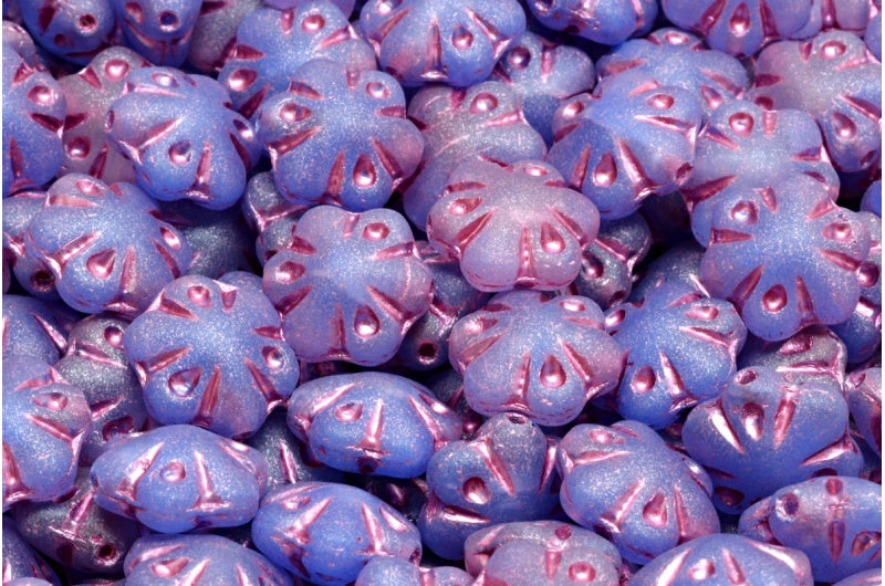 Folklore Flower Beads, R0322 Matte Pink Lined (R0322-84100-54321), Glass, Czech Republic