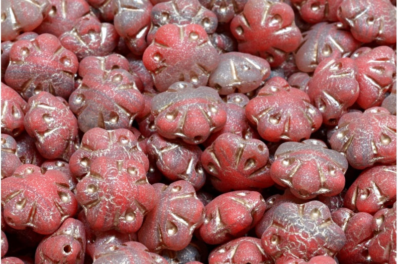 Folklore Flower Beads, Pink Matte Copper Lined (R0918-84100-54324), Glass, Czech Republic