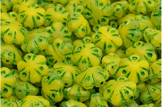 Folklore Flower Beads, Yellow Matte 54329 (R0812-84100-54329), Glass, Czech Republic