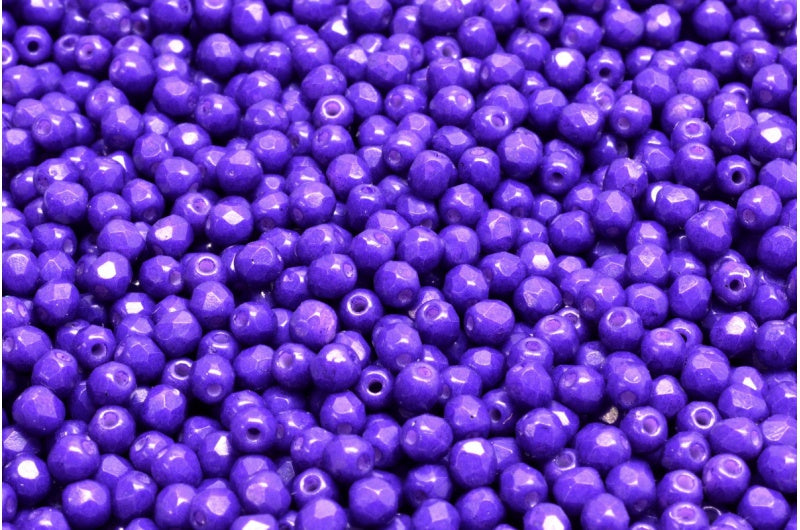 Fire Polished Faceted Beads Round, Chalk White 34273 (03000-34273), Bohemia Crystal Glass, Czech Republic