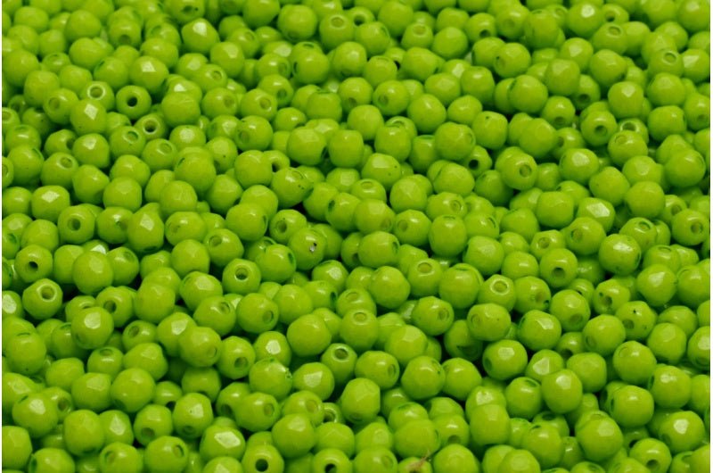 圆形火抛光刻面珠，粉笔白色 35275 (03000-35275)，波西米亚水晶玻璃，捷克共和国