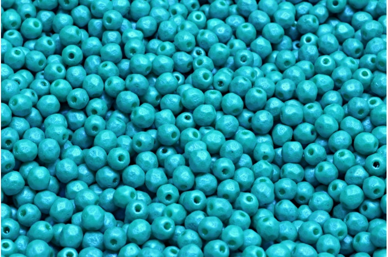 Fire Polished Faceted Beads Round, Chalk White 24513 (03000-24513), Bohemia Crystal Glass, Czech Republic