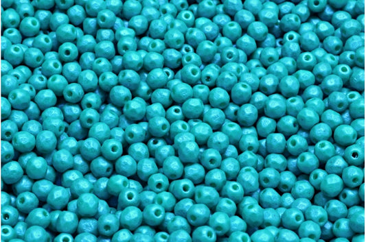 Fire Polished Faceted Beads Round, Chalk White 24513 (03000-24513), Bohemia Crystal Glass, Czech Republic