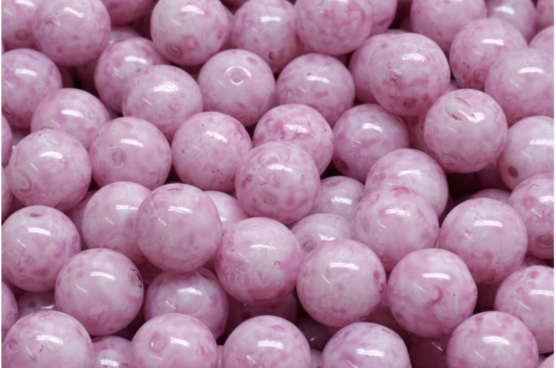 Round Druck Beads 8mm, White 34306 (02010-34306), Glass, Czech Republic