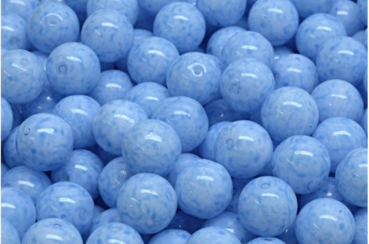 Round Druck Beads 8mm, White 34307 (02010-34307), Glass, Czech Republic