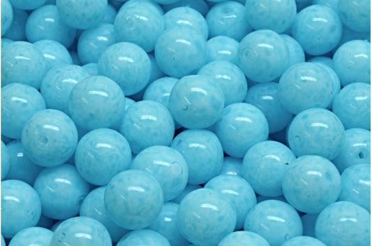 ラウンドドラックビーズ 8mm、ホワイト 34308 (02010-34308)、ガラス、チェコ共和国