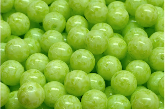 Round Druck Beads 8mm, White 34310 (02010-34310), Glass, Czech Republic