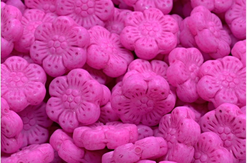 Boho Flower Beads, White 84305 (02010-84305), Glass, Czech Republic