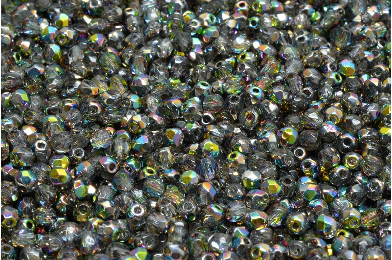 Fire Polish Faceted Round Beads, Crystal 28137 (00030-28137), Glass, Czech Republic