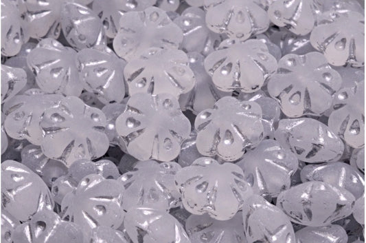 Folklore Flower Beads, Crystal Matte Silver Lined (00030-84100-54301), Glass, Czech Republic
