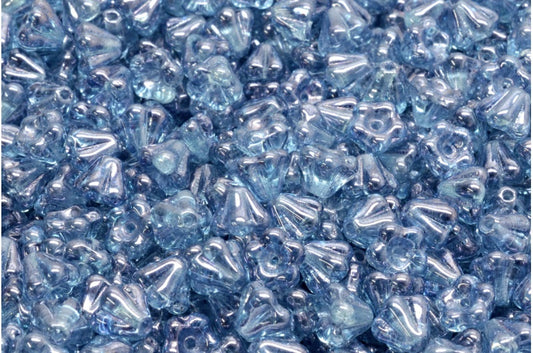 Bell Flower Beads, Crystal Luster Blue Full Coated (00030-14464), Glass, Czech Republic